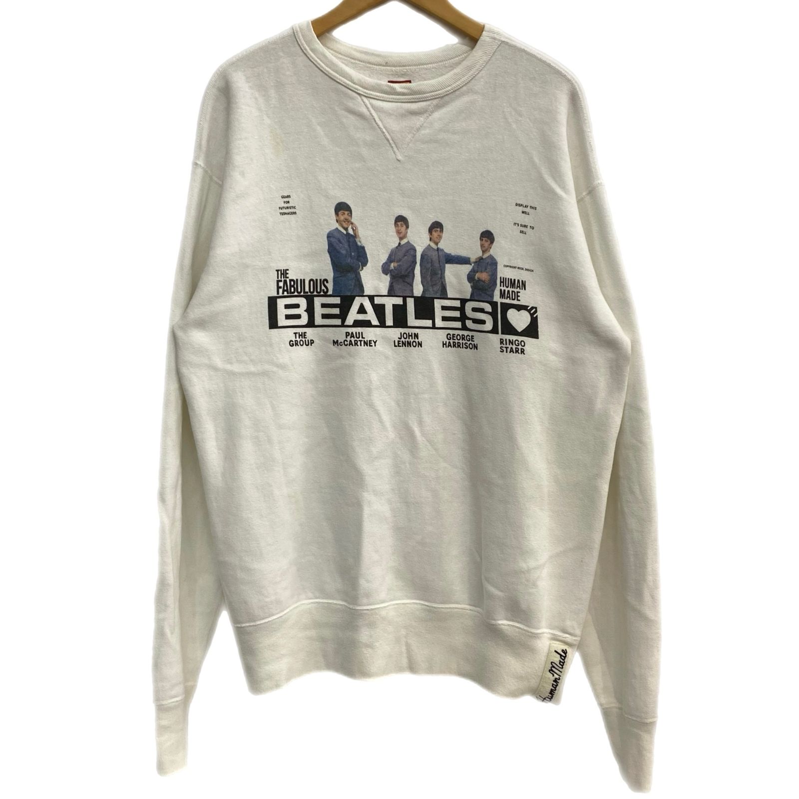 ヒューマンメイド HUMAN MADE ビートルズ 吊り編み Beatles Tsuriami Sweatshirt コラボ スウェット ホワイト XLサイズ 201MT-6039