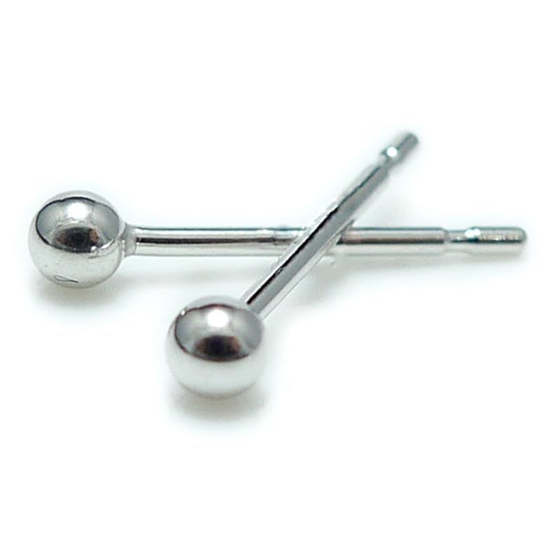 日本製 18金 ホワイトゴールド 2mm 丸玉 ピアス 両耳 ペア スタッドピアス K18WG 刻印 (K18ホワイト2mm)ニッケルフリー 9,949円