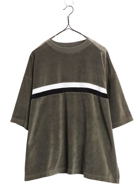 90s 00s ☆ UTILITY ボーダー パイル 半袖 Tシャツ メンズ L 程 古着 オールド Y2K テック サーフ ビッグシルエット ショート丈 カットソー