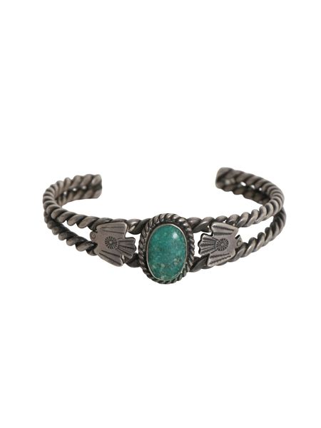 ~ 50s ★ ナバホ ターコイズ ツイステッドワイヤー シルバー バングル / 小物 サンダーバード STERLING ブレスレット 銀 フレッドハービー
