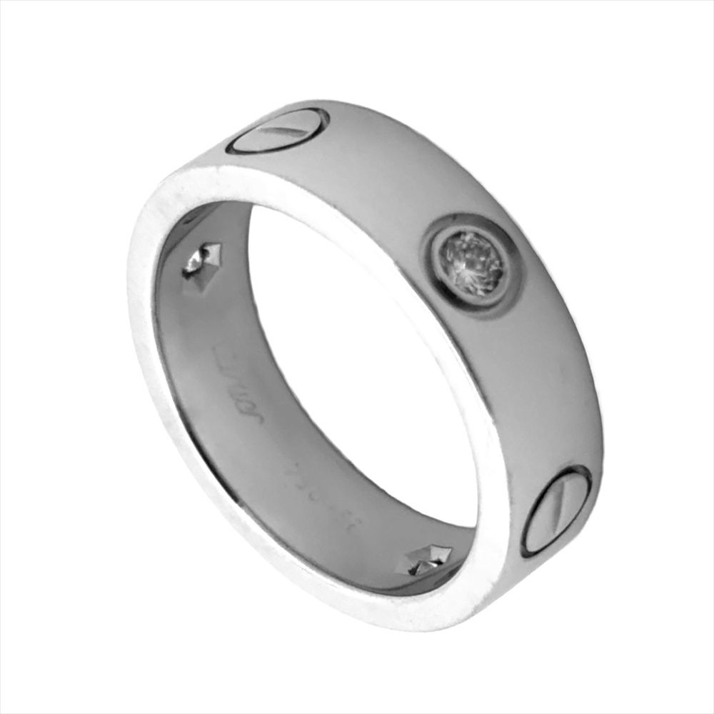 カルティエ Cartier 3P ダイヤ ラブリング リング 指輪 ダイヤモンド #52 K18WG 8.4g ホワイトゴールド【中古】