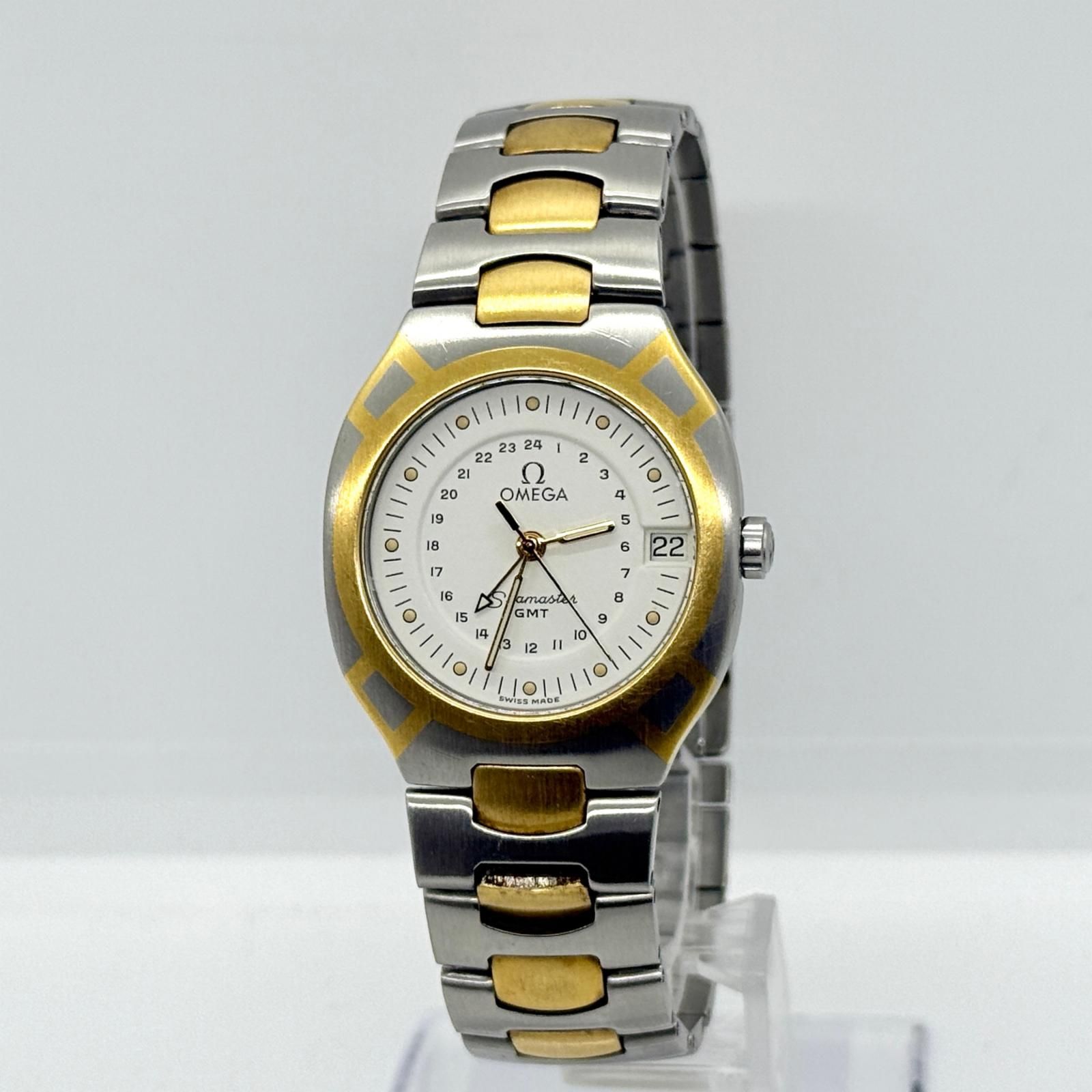 【稼働品】OMEGA シーマスター ポラリス ホワイト文字盤 OMEGA オメガ SEAMASTER シーマスター ポラリス GMT ホワイト QZ ユニ