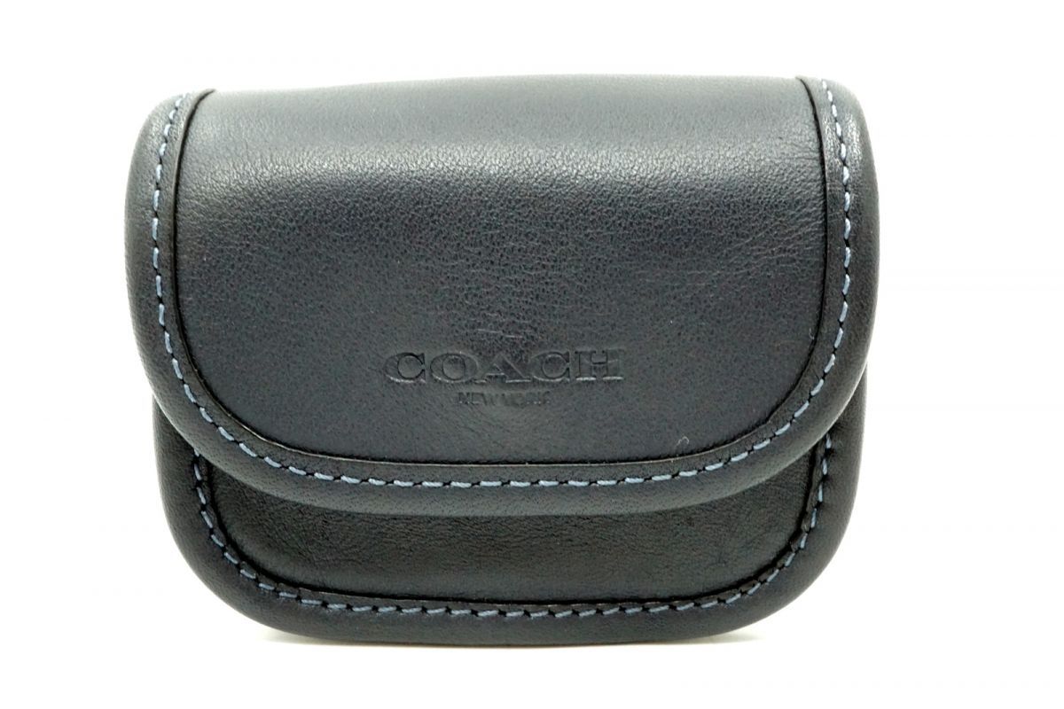 コーチ マイクロミニ マルチポーチ バッグチャーム 小物入れ ロゴ Unisex レザー 紺 ネイビー COACH 6619k