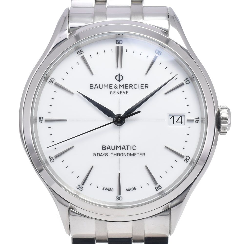 ボーム＆メルシェ Baume & Mercier M0A10505/65884 クリフトン ホワイト 自動巻き メンズ 美品 箱・保証書付き 腕時計 J#147996