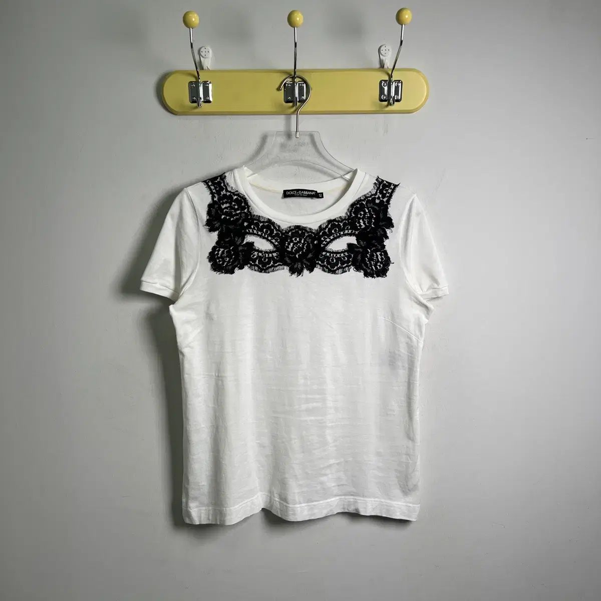 Dolce&Gabbana ドルチェ＆ガッバーナ レース インサート 白 半袖 Tシャツ 42