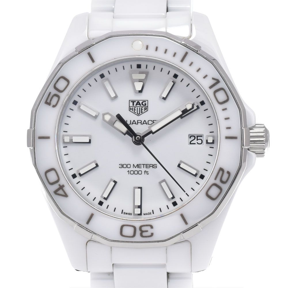 タグホイヤー TAG HEUER WAY1391 アクアレーサー ホワイト クォーツ レディース 美品 腕時計 J#147913