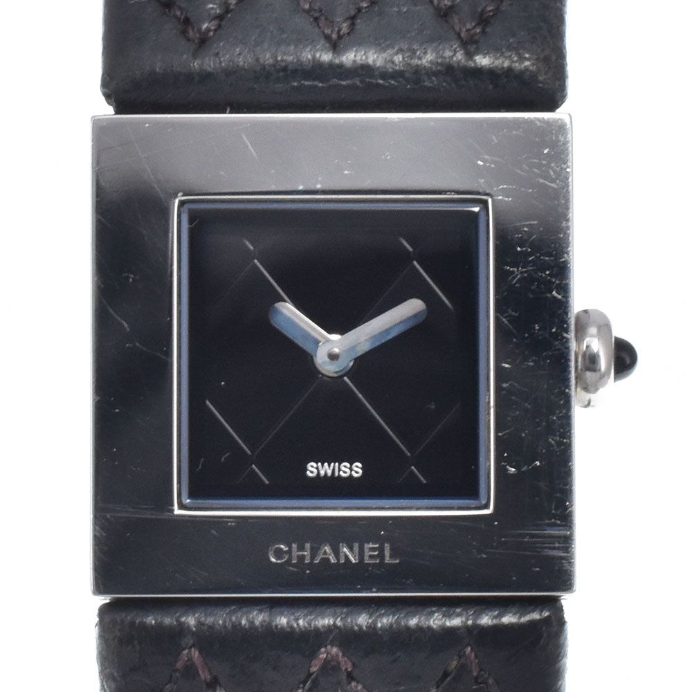 シャネル CHANEL H0116 マトラッセ ブラック クォーツ レディース 良品 腕時計 J#147971