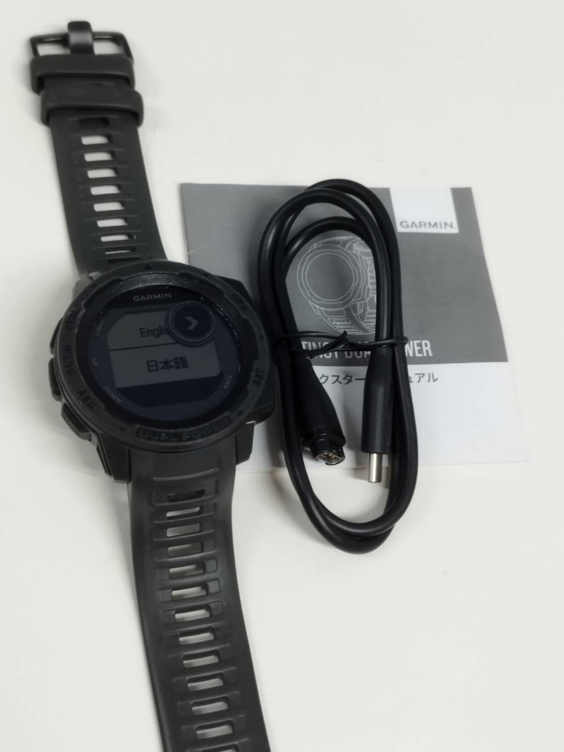 【良品】GARMIN Instinct Dual Power/010-02293-31/アウトドアGPSウォッチ・スマートウォッチ