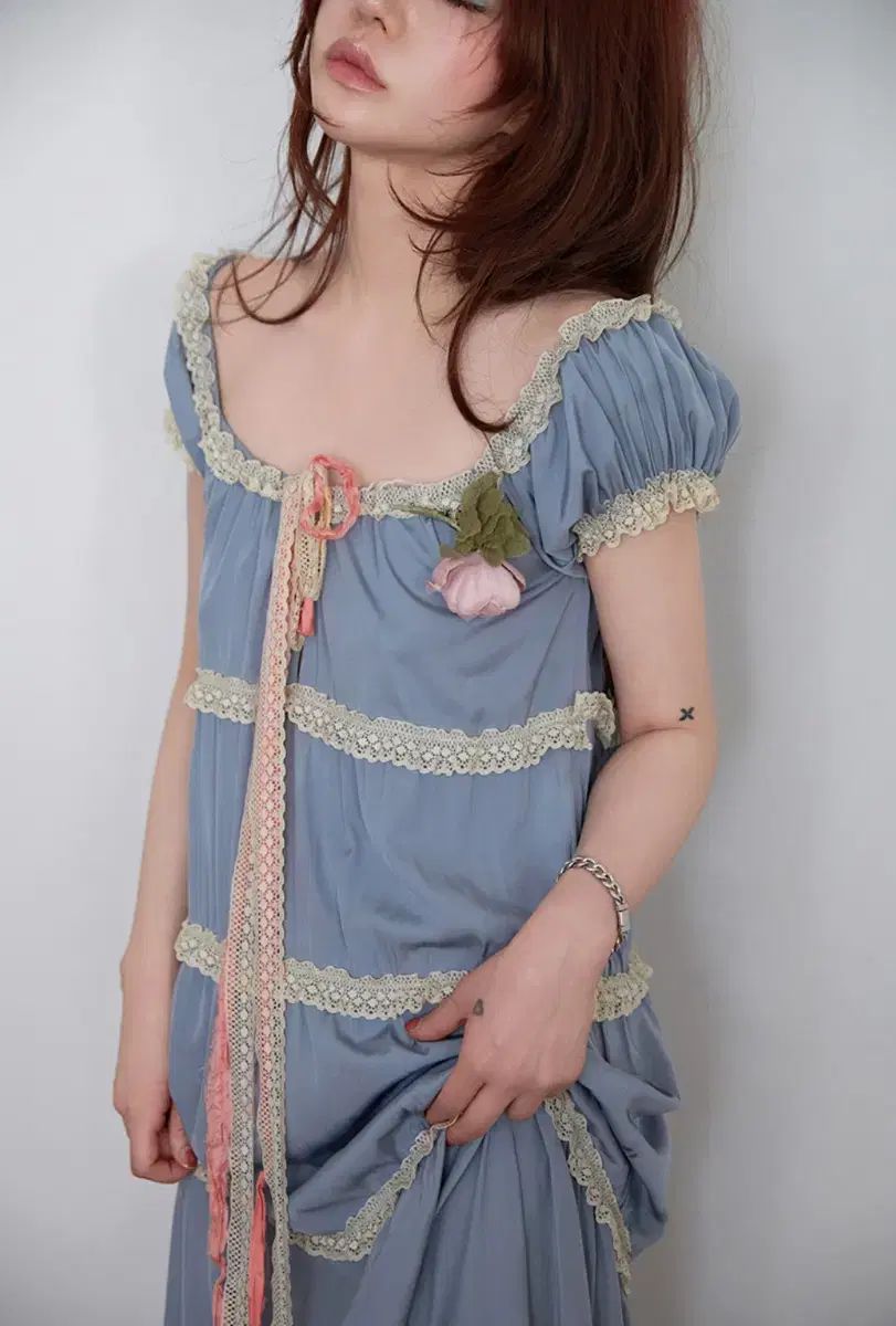 プレックル silk strap tiered maxi dre
