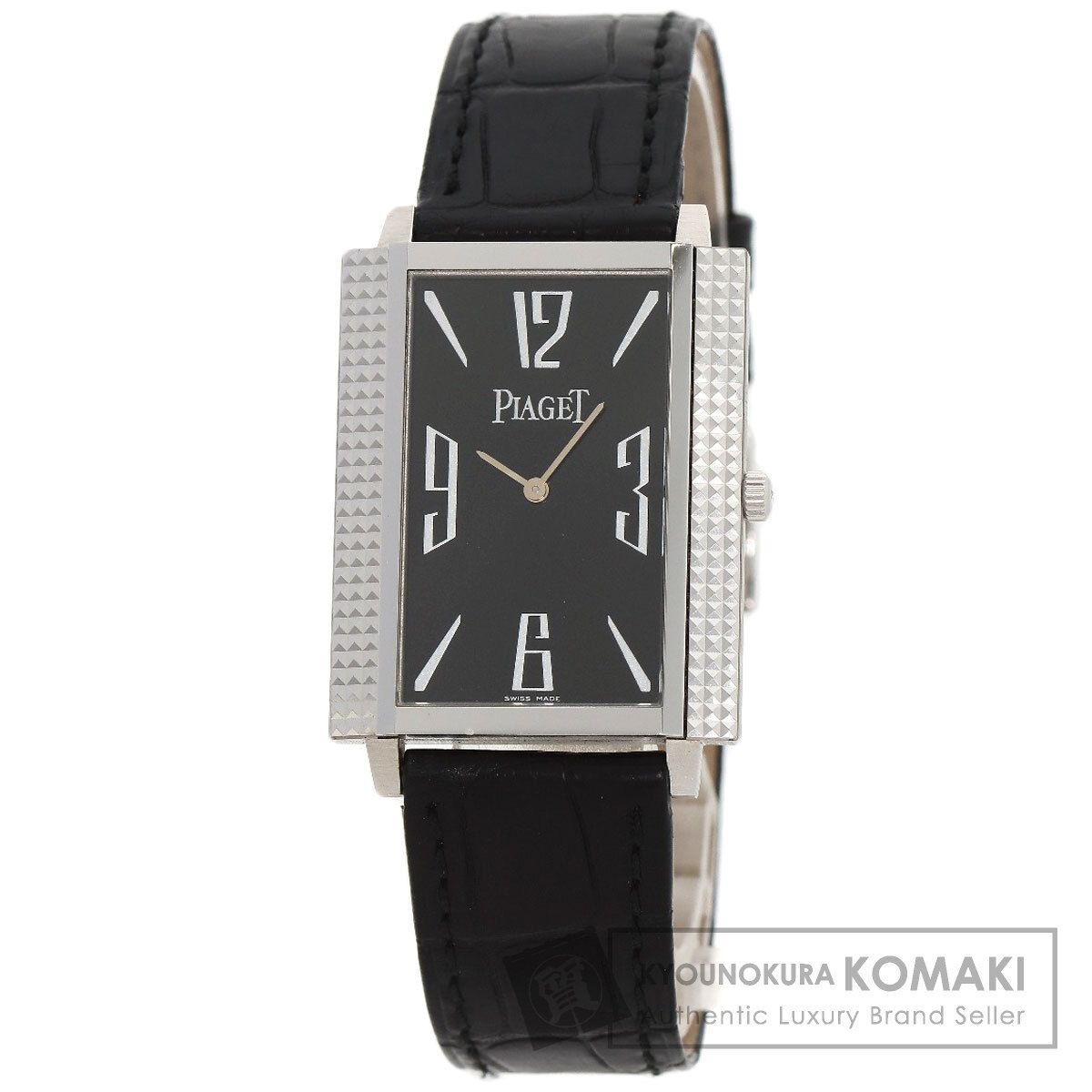 PIAGET ピアジェ 90300 エクストラ フラット スクエア 腕時計 K18WG 革 メンズ [中古]
