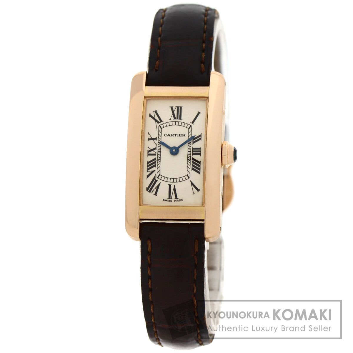 CARTIER カルティエ W2607456 タンクアメリカン SM 腕時計 K18PG 革 レディース [中古]