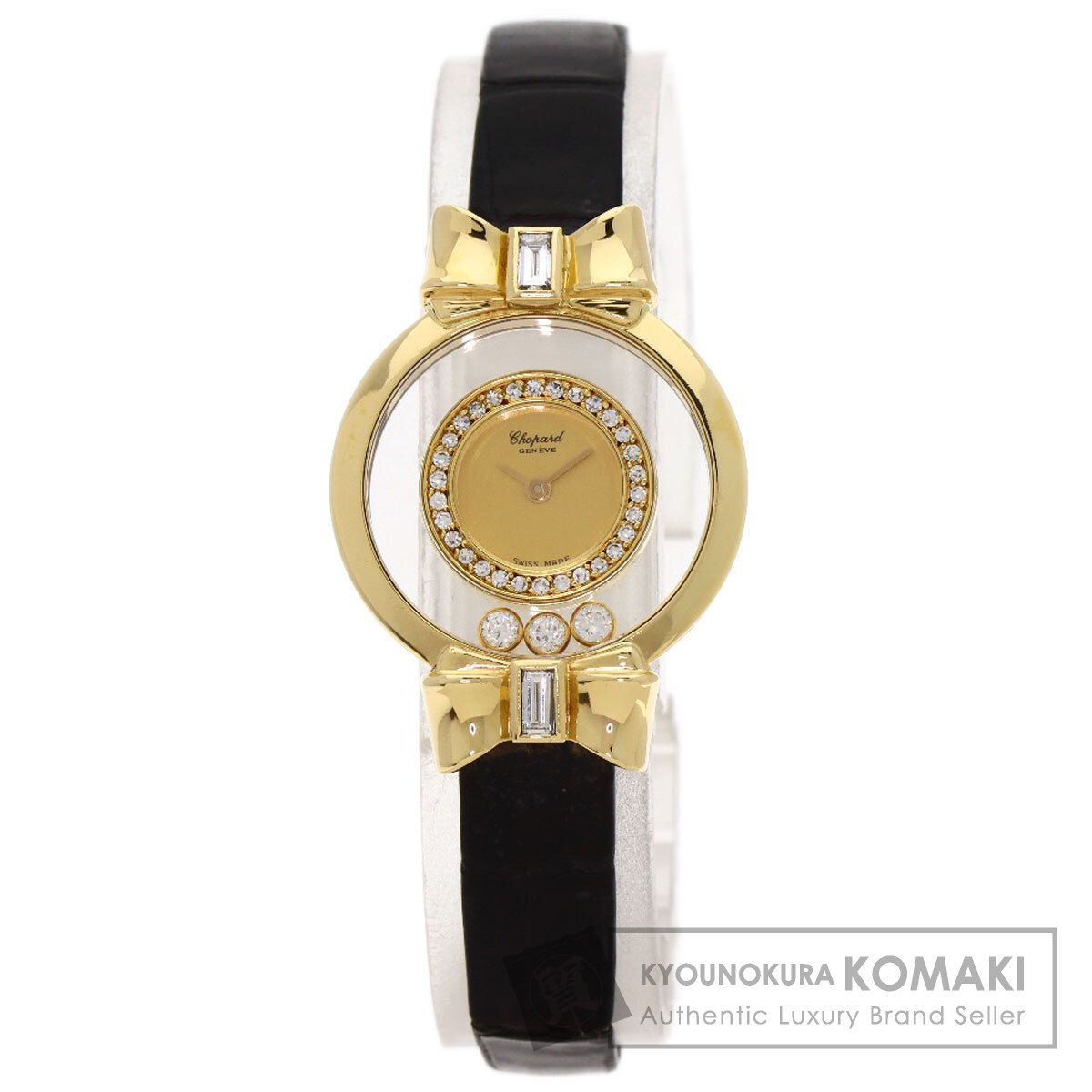 Chopard ショパール 20/5334 ハッピーダイヤモンド リボン 20/5334 腕時計 K18YG 革 レディース [中古]