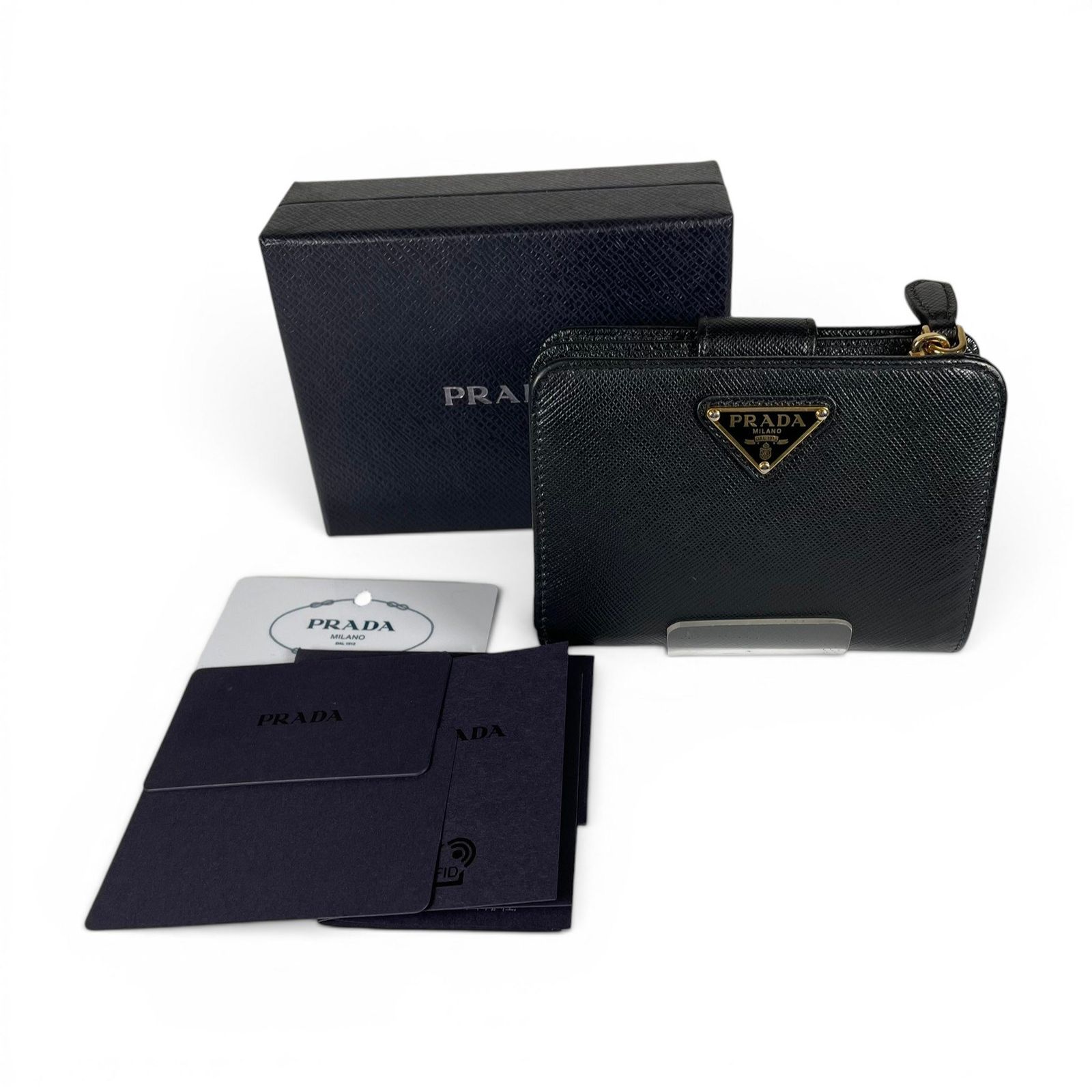 PRADA プラダ 二つ折り財布 コンパクトウォレット サフィアーノ 