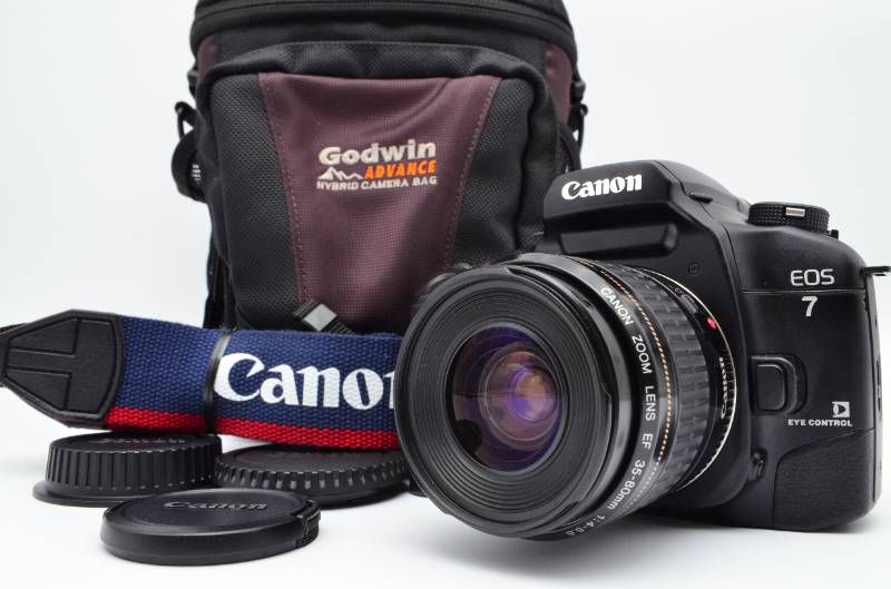 【動作品】Canon EOS 7 EOS7 EF35-80mm USMレンズ付 フィルム一眼レフ EYE CONTROL シャッターOK AF動作OK ストロボOK フィルム送り巻戻しOK