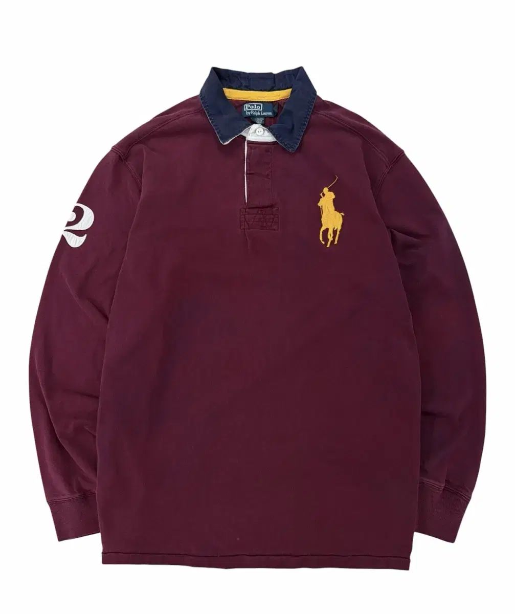00年代 ポロ ビックポニー ラグビーシャツ バーガンディ (2XL)