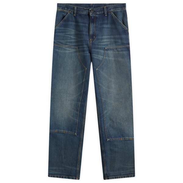 カーハート メンズ ボトムス カジュアルパンツ デニム Carhartt WIP Denim Double Knee Pants Blue Worn Used Wash ブルー