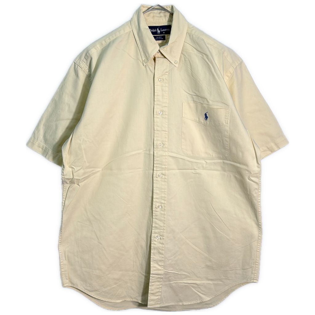90年代 RALPH LAUREN ラルフローレン BLAKE ボタンダウン 半袖シャツ イエロー(メンズ S)中古 古着 Y1842
