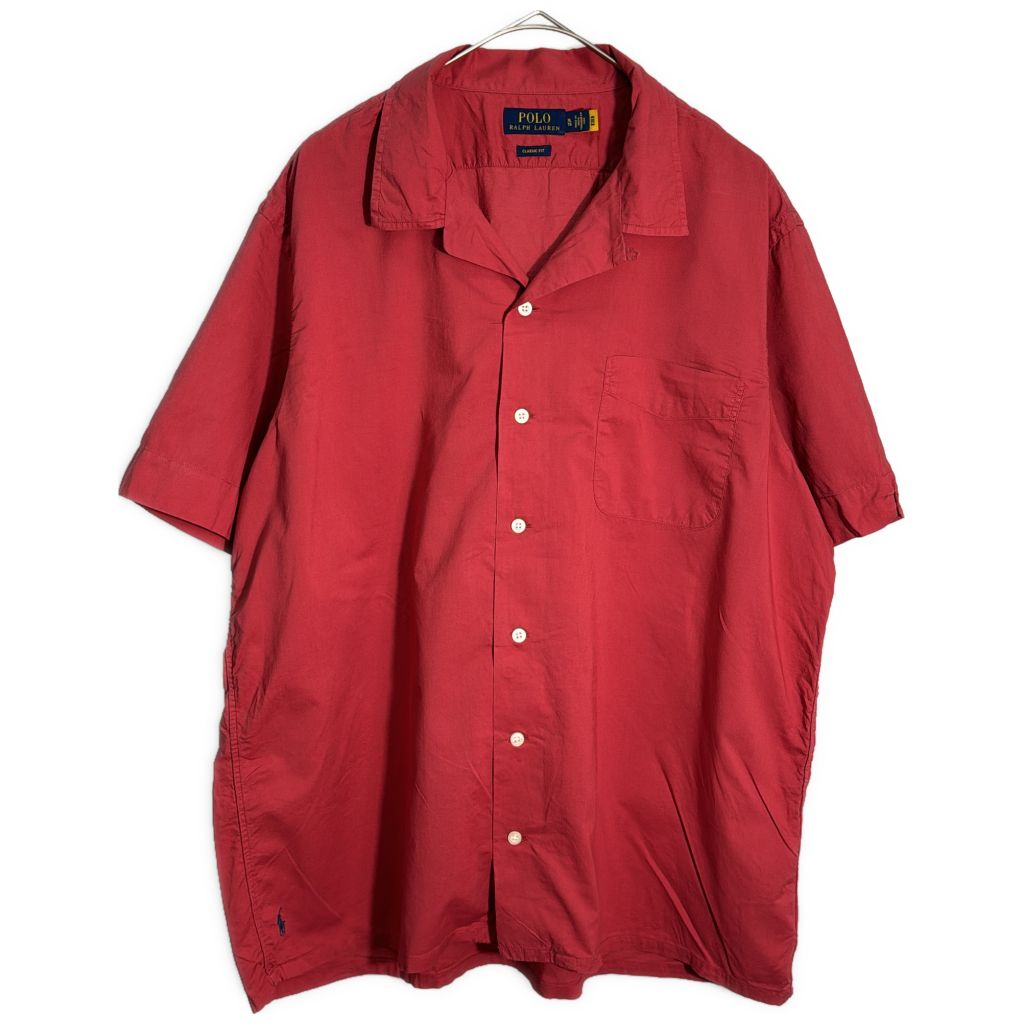 Polo by Ralph Lauren ポロ ラルフローレン オープンカラー 半袖シャツ レッド(メンズ XL)中古 古着 Y1866