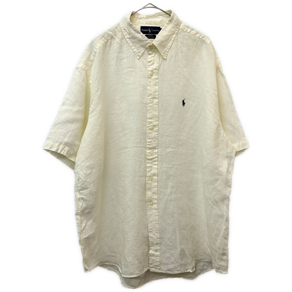 RALPH LAUREN ラルフローレン BLAKE ボタンダウン リネンシャツ アイボリー(メンズ XL)中古 古着 Y1888