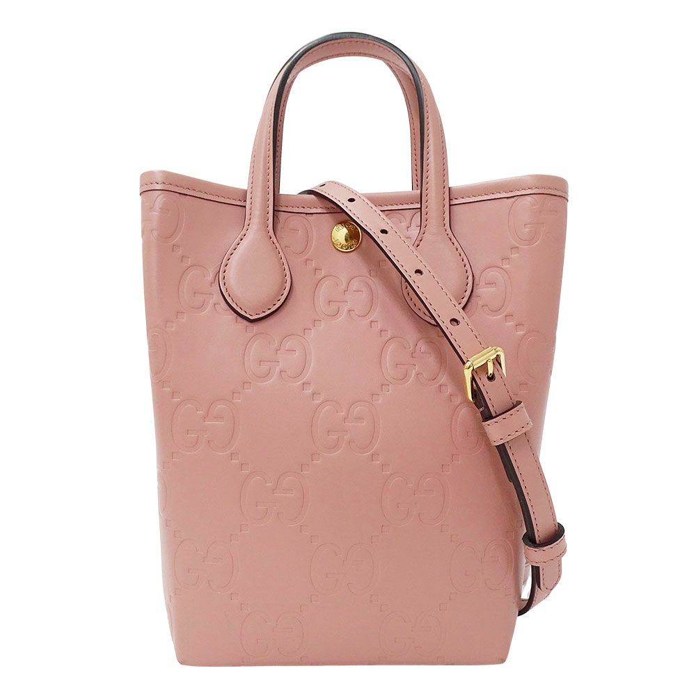 グッチ GUCCI バッグ レディース ブランド ハンドバッグ ショルダーバッグ 2way シマレザー スーパーミニバッグ ピンク 790133 手持ち 斜めがけ おしゃれ 小さめ 可愛い ロゴ 【中古】
