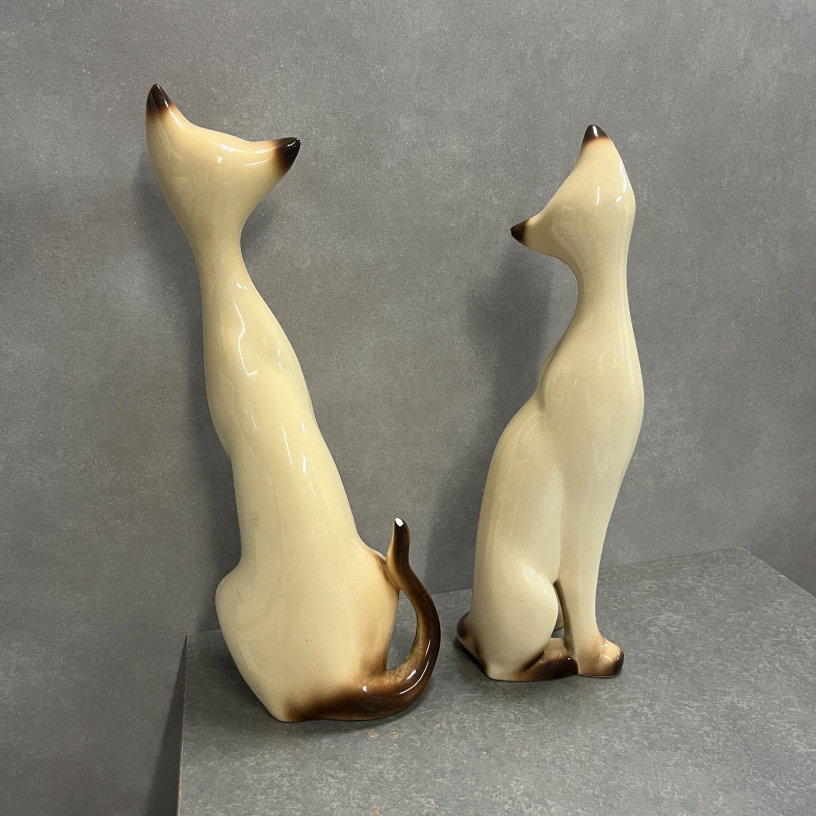 昭和レトロ/当時物】シャム猫 置物 2つセット ペア 人形 オブジェ 