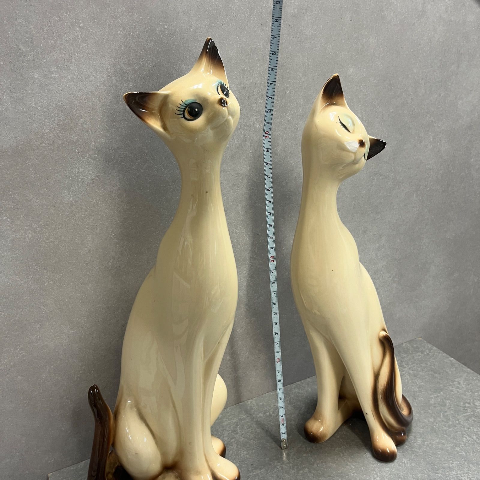 5/27までの出品】レトロ シャム猫 置物 2つセット オブジェ