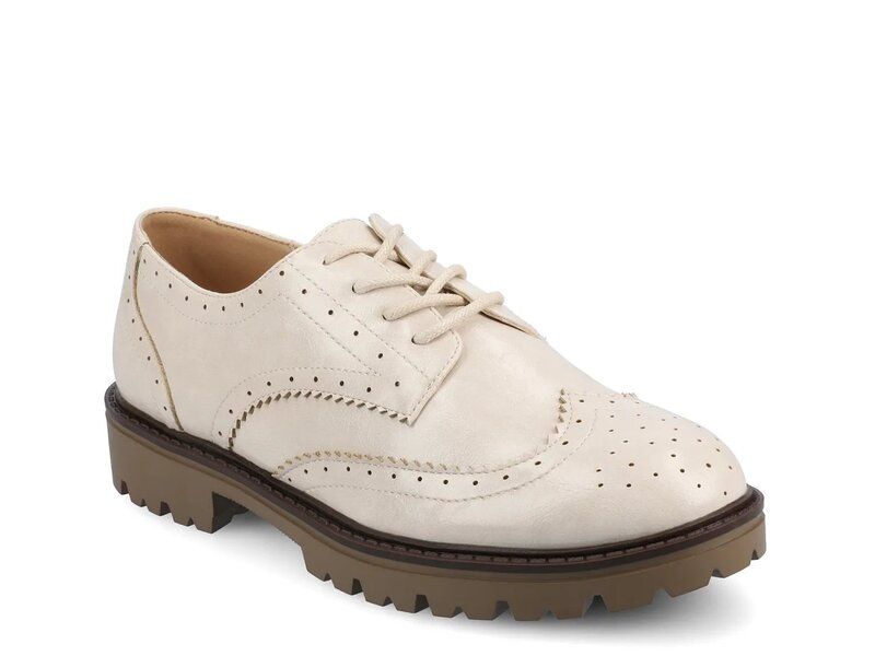 ジャーニー レディース シューズ オックスフォード ウィングチップ Journee Claudiya Wingtip Oxford White Patent Synthetic ホワイト