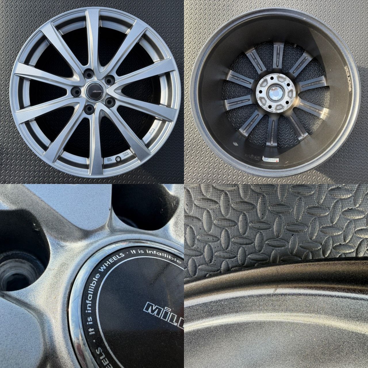 MILLOUS 18インチ アルミホイール 4本セット 18x7J +43 5H-114.3 装着