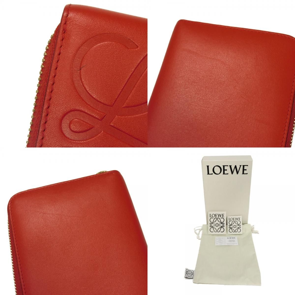 LOEWE ロエベ ジップアラウンドウォレット 赤 ゴールド ラウンド