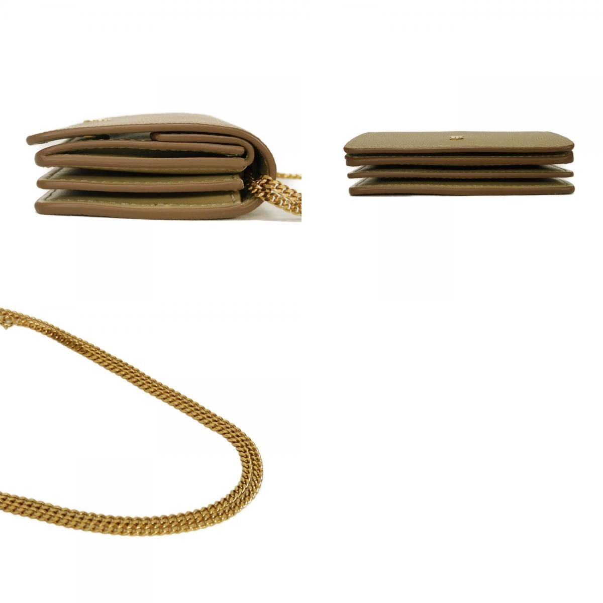 BURBERRY バーバリー TB チェーンウォレット 美品 グレイン カーフ