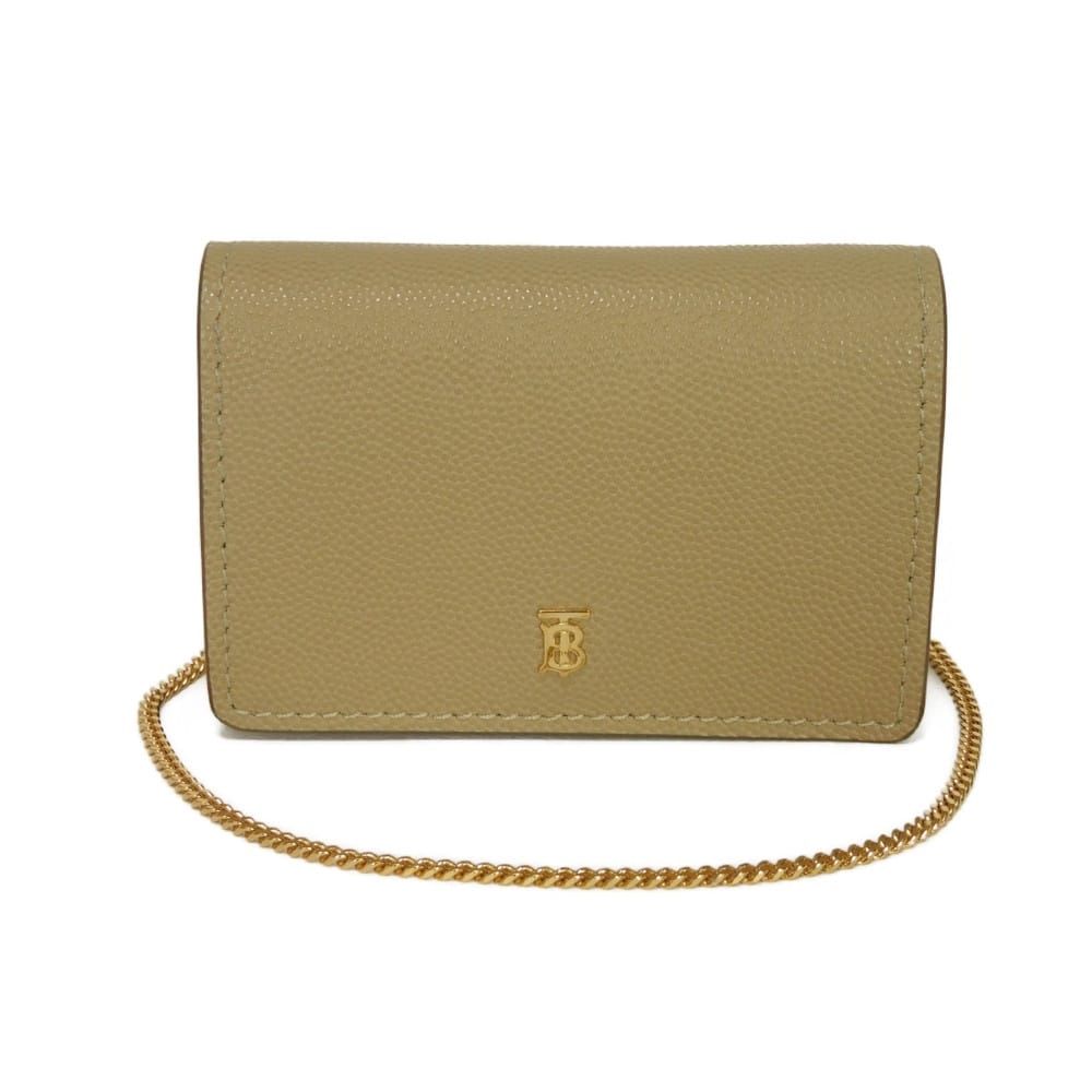 【美品】 BURBERRY バーバリー TBモノグラム　ケース　チェーン付 BURBERRY バーバリー TB チェーンウォレット 美品 グレイン カーフ