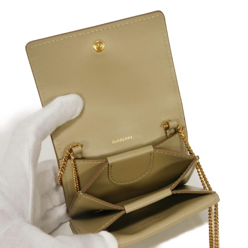 BURBERRY バーバリー TB チェーンウォレット 美品 グレイン カーフ