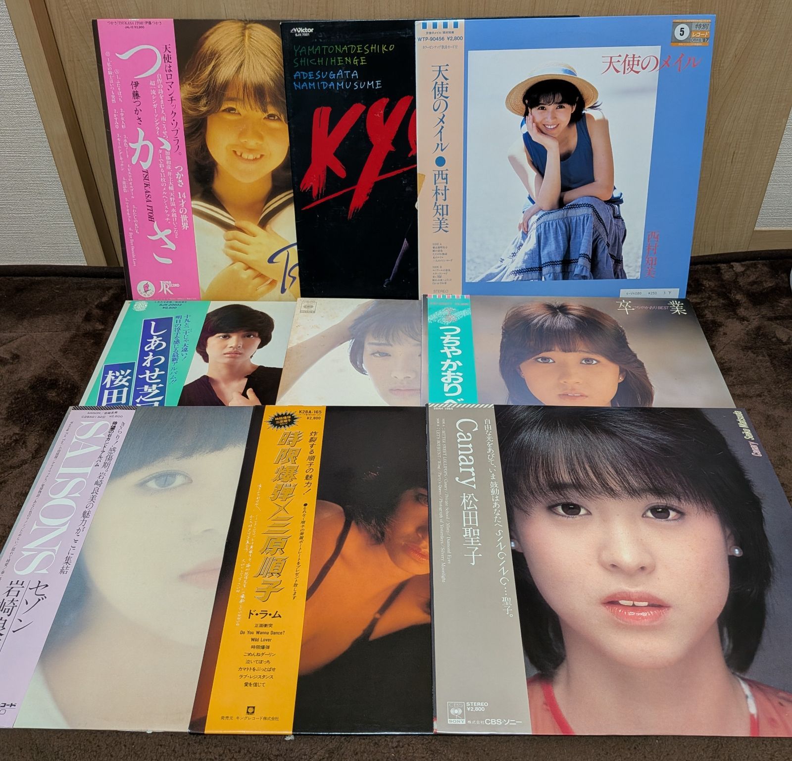 邦楽女性アイドルLPレコード9枚セット／山口百恵、桜田淳子、松田聖子
