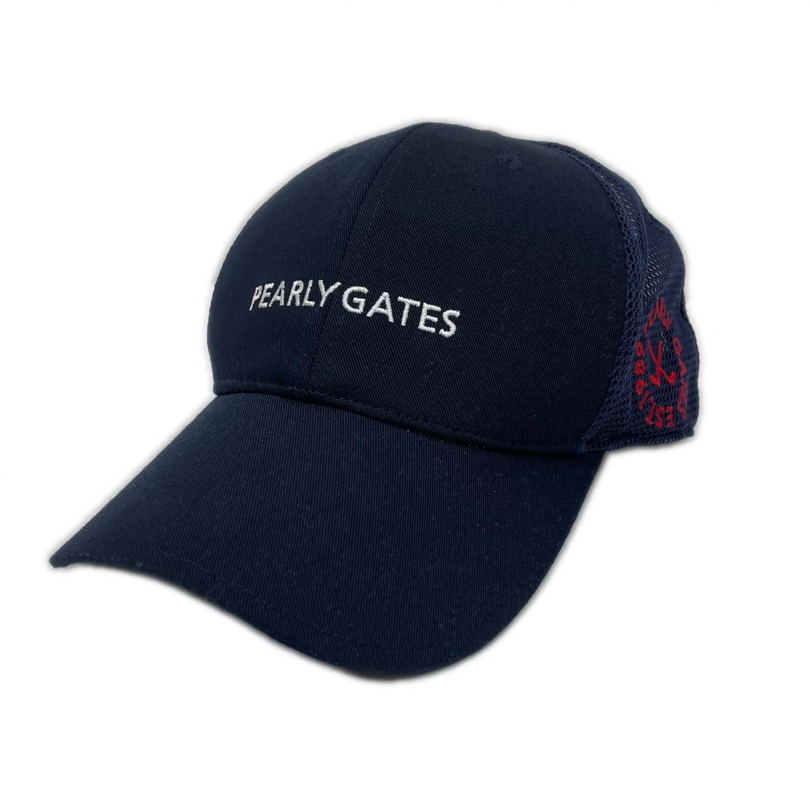中古 パーリーゲイツ PEARLY GATES キャップ フリー ネイビー 紺 メッシュキャップ ツイル×メッシュ