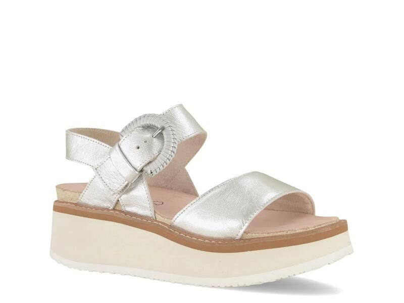 ナオト レディース シューズ サンダル クレープ Naot Crepe Wedge Sandal Silver Leather シルバー