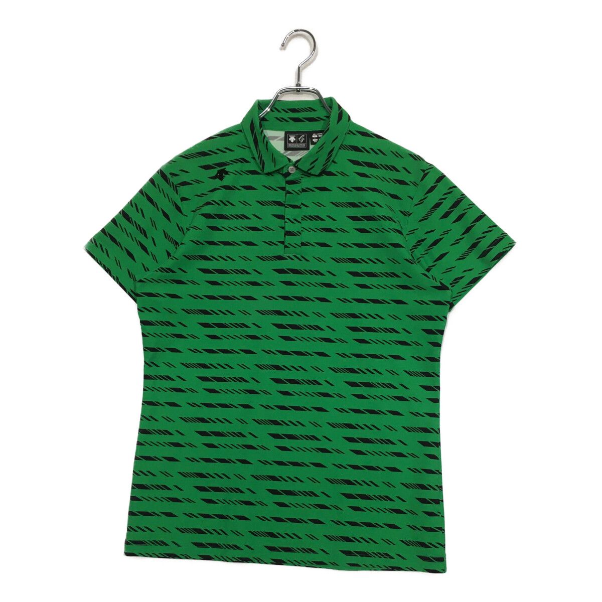 中古 メンズ デサントゴルフ DESCENTE GOLF 半袖ポロシャツ L 緑 グリーン ボーダー