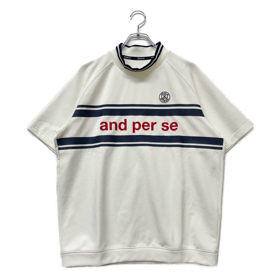 中古 メンズ アンパスィ and per se 半袖シャツ LL ホワイト 白 モック
