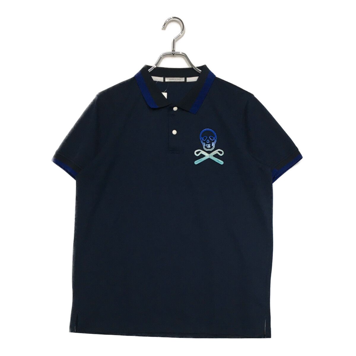 中古 メンズ マークアンドロナ MARK&LONA 半袖ポロシャツ 48(M) ネイビー 紺 シンプル