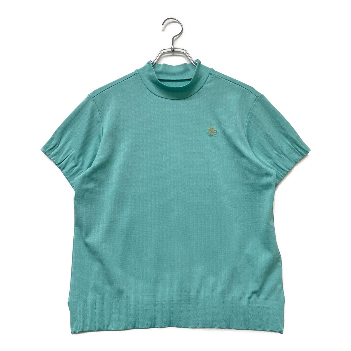 中古 レディース セントアンドリュース StANDREWS 半袖シャツ M グリーン系 緑系 ハイネック ストライプ