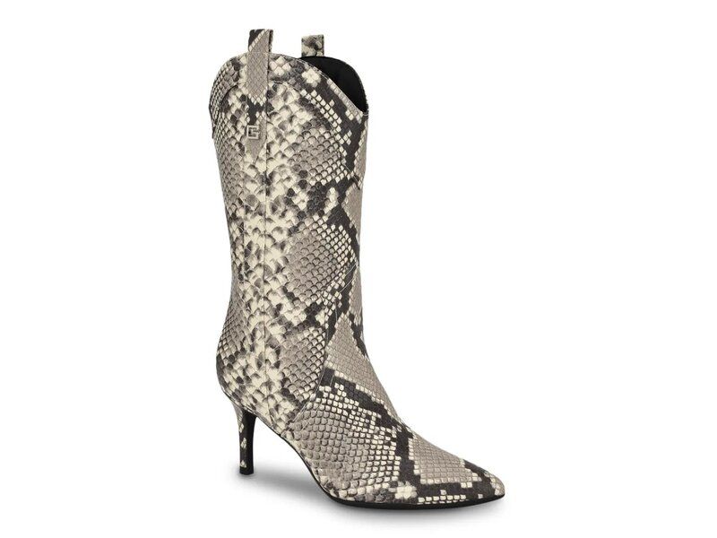 ゲス レディース シューズ ブーツ・レインブーツ Guess Wurlie Western Bootie BlackWhiteSnake Print ホワイト
