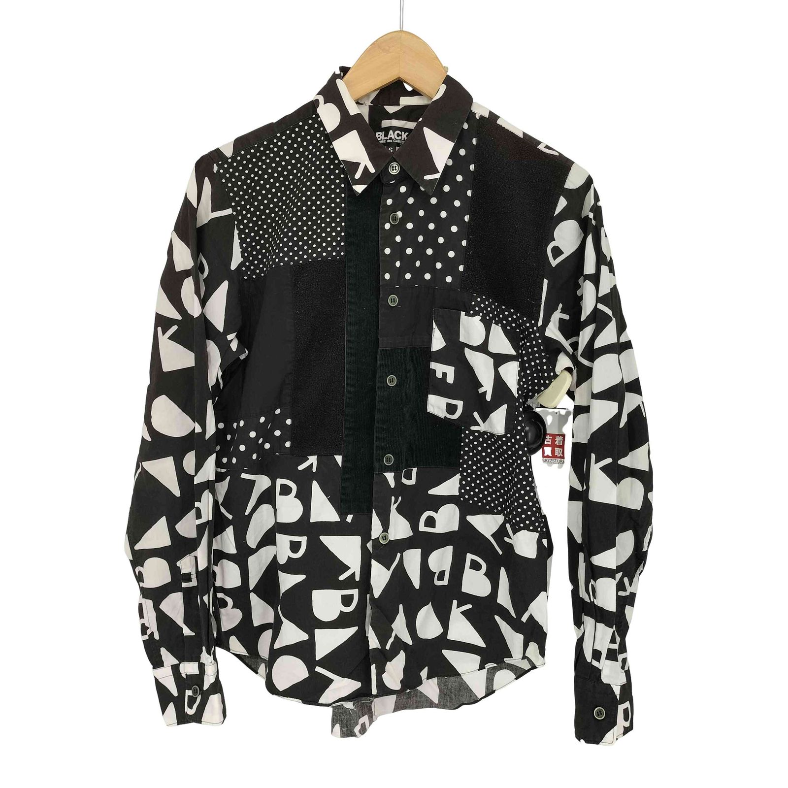 ブラックコムデギャルソン BLACK COMME des GARCONS 総柄 パッチワーク 長袖シャツ メンズ import：S