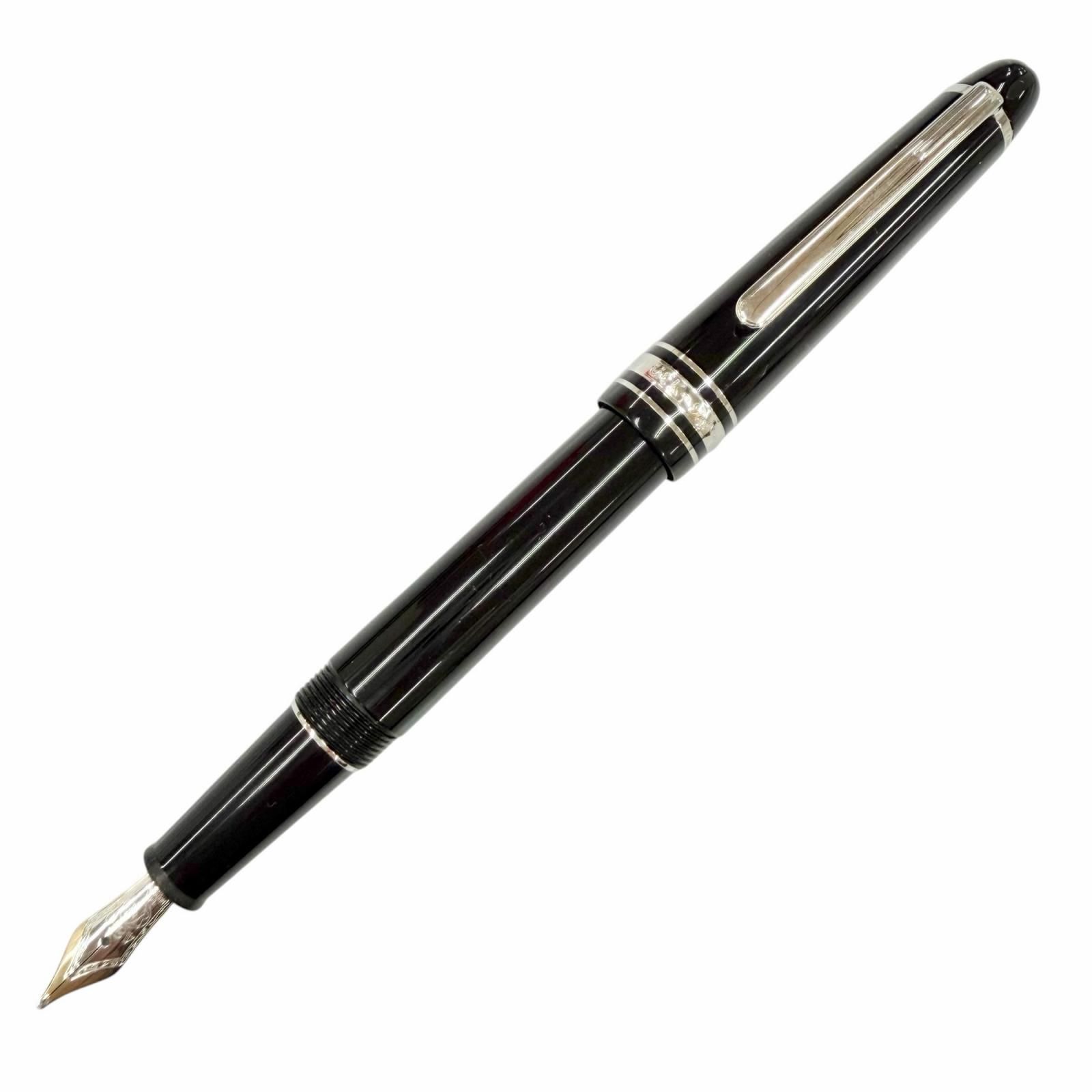 美品◇MONTBLANC モンブラン マイスターシュテュック 145 クラシック Pix プラチナライン Bニブ ペン先14K 万年筆 ブラック シルバー ドイツ製 メンズ 箱・保存袋付き