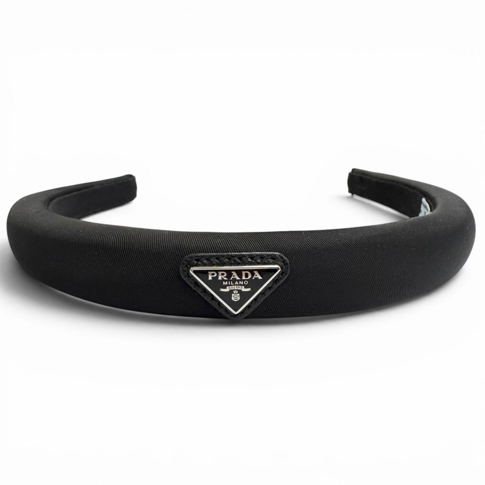 PRADA Re Nylon トライアングルロゴ ヘッドバンド 正規品 美品△PRADA プラダ 1IH020 トライアングルロゴ Re-Nyron カチューシャ