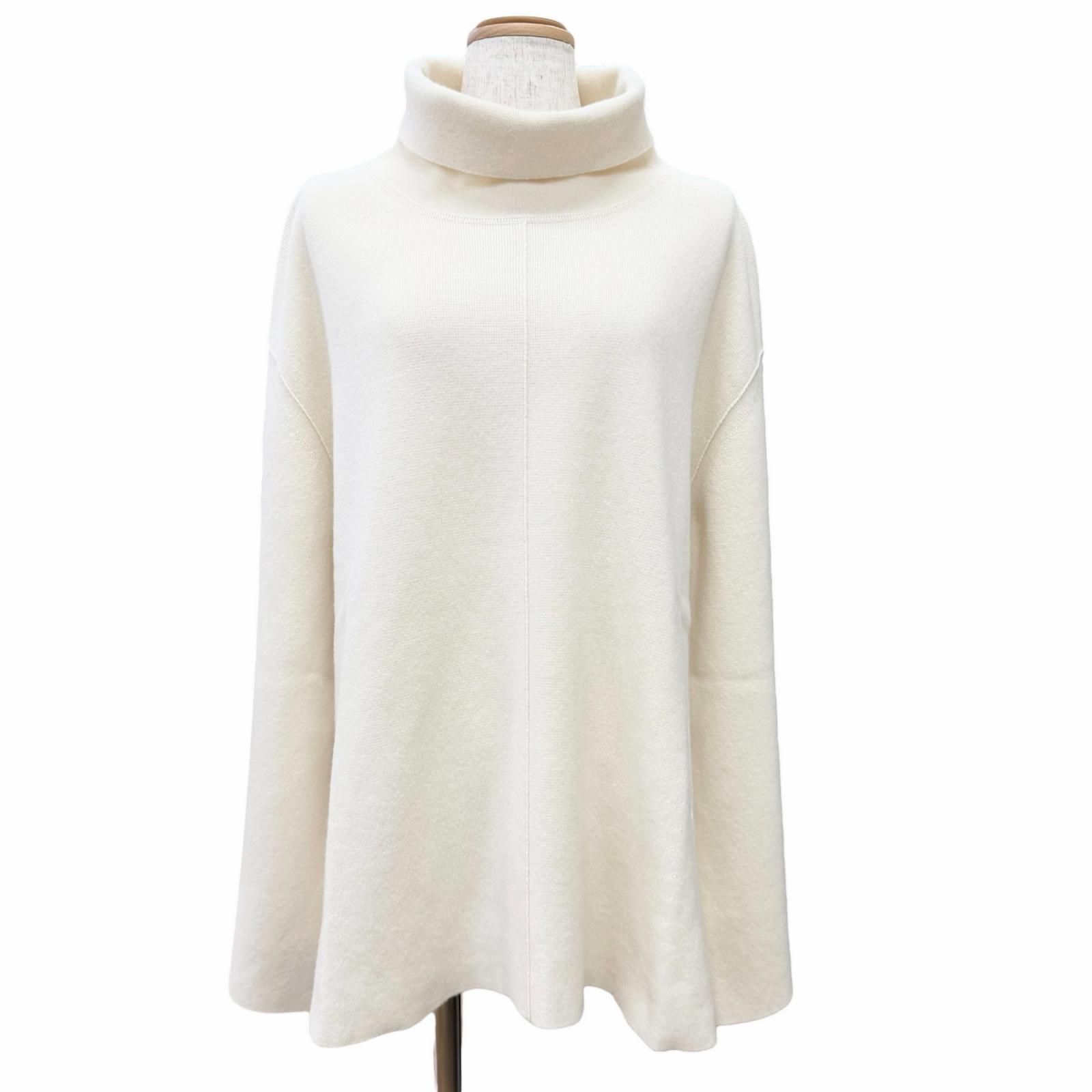 極美品△BLAMINK ブラミンク 7913-230-0247 ウール カシミヤ 12G ハイネック ロングスリーブ プルオーバー ニット アイボリー 36 日本製 正規品 レディース