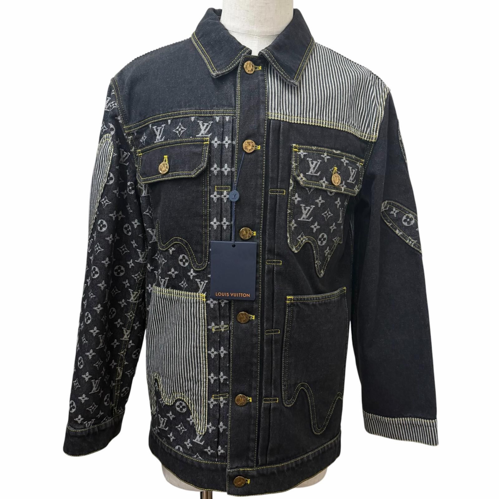 未使用品□LOUIS VUITTON NIGO ルイヴィトン ニゴー コットン100% 2022年SS モノグラムデニム ジージャン デニムジャケット インディゴブルー 44 フランス製 正規品 メンズ