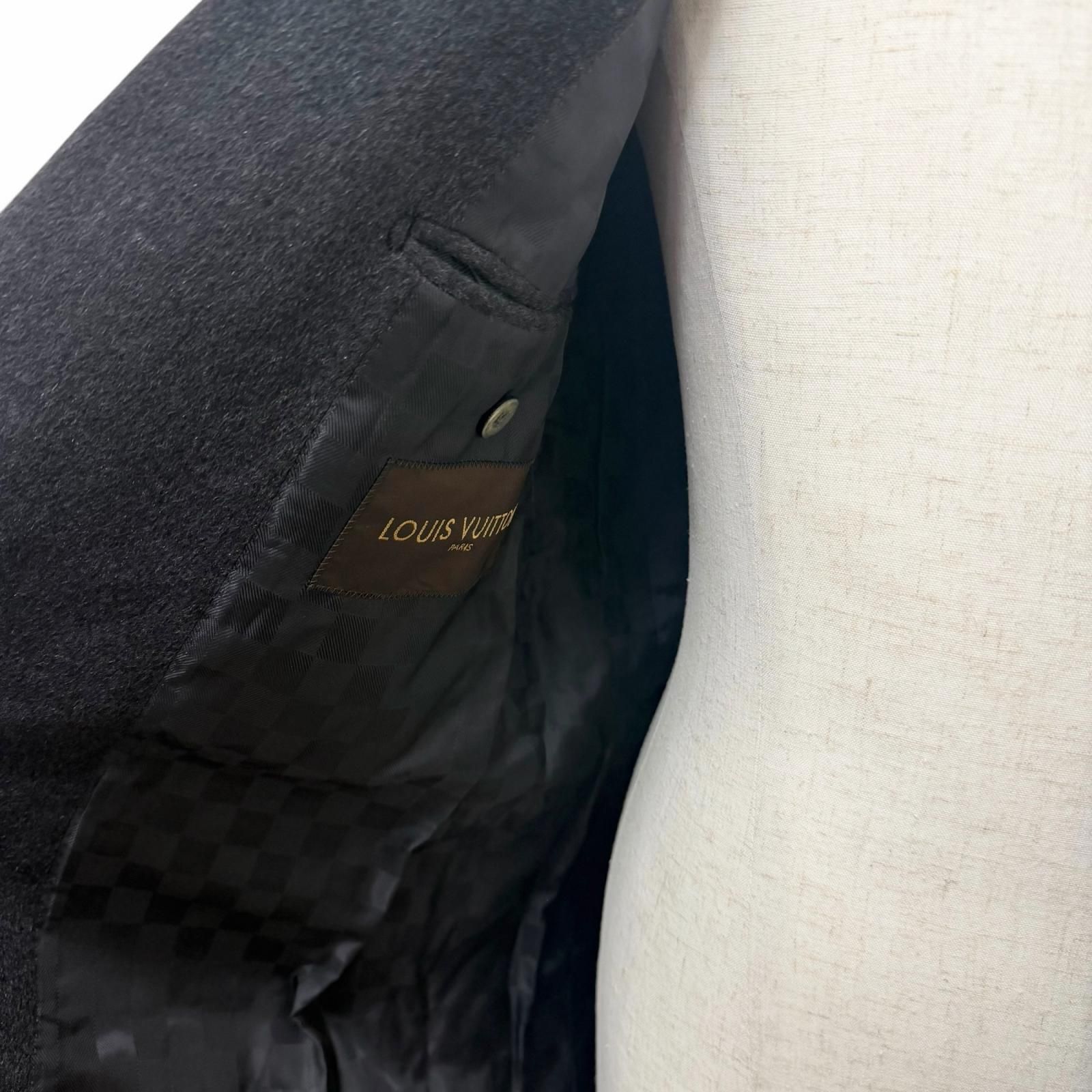 美品□LOUIS VUITTON ルイヴィトン カシミヤ100% 裏地ダミエ柄 ロング