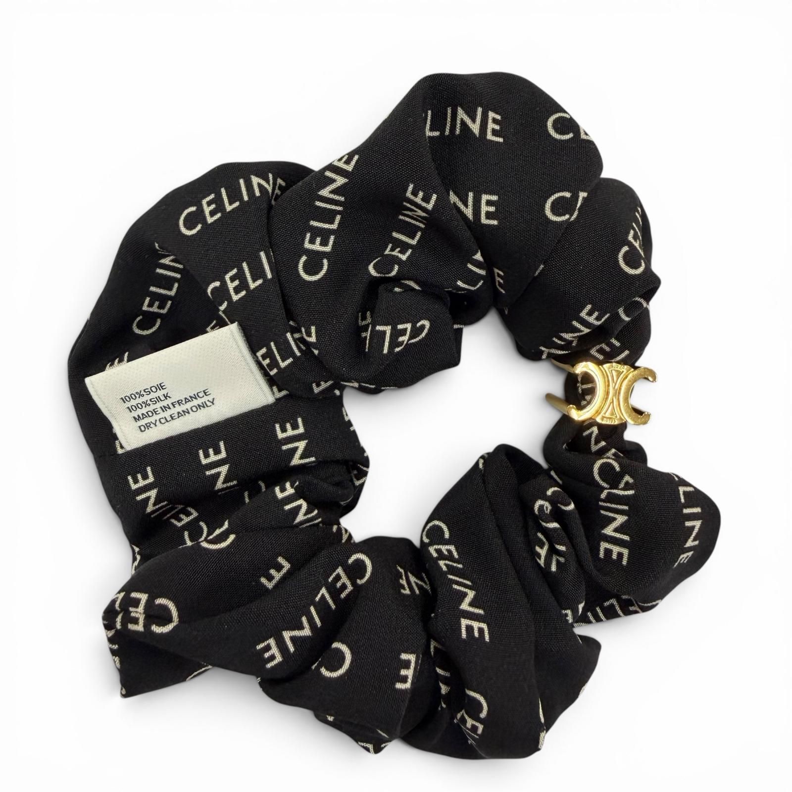 美品☆CELINE セリーヌ 46Y352SIB レイユール シュシュ シルク100