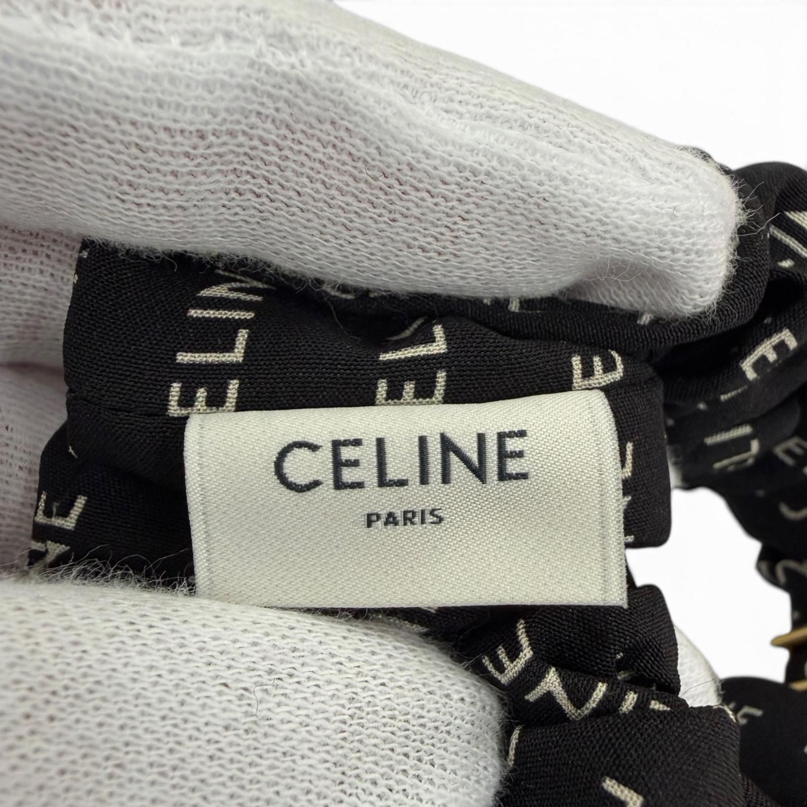 美品☆CELINE セリーヌ 46Y352SIB レイユール シュシュ シルク100