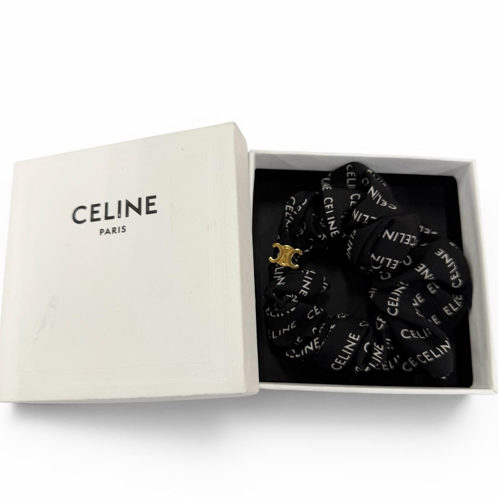 美品☆CELINE セリーヌ 46Y352SIB レイユール シュシュ シルク100