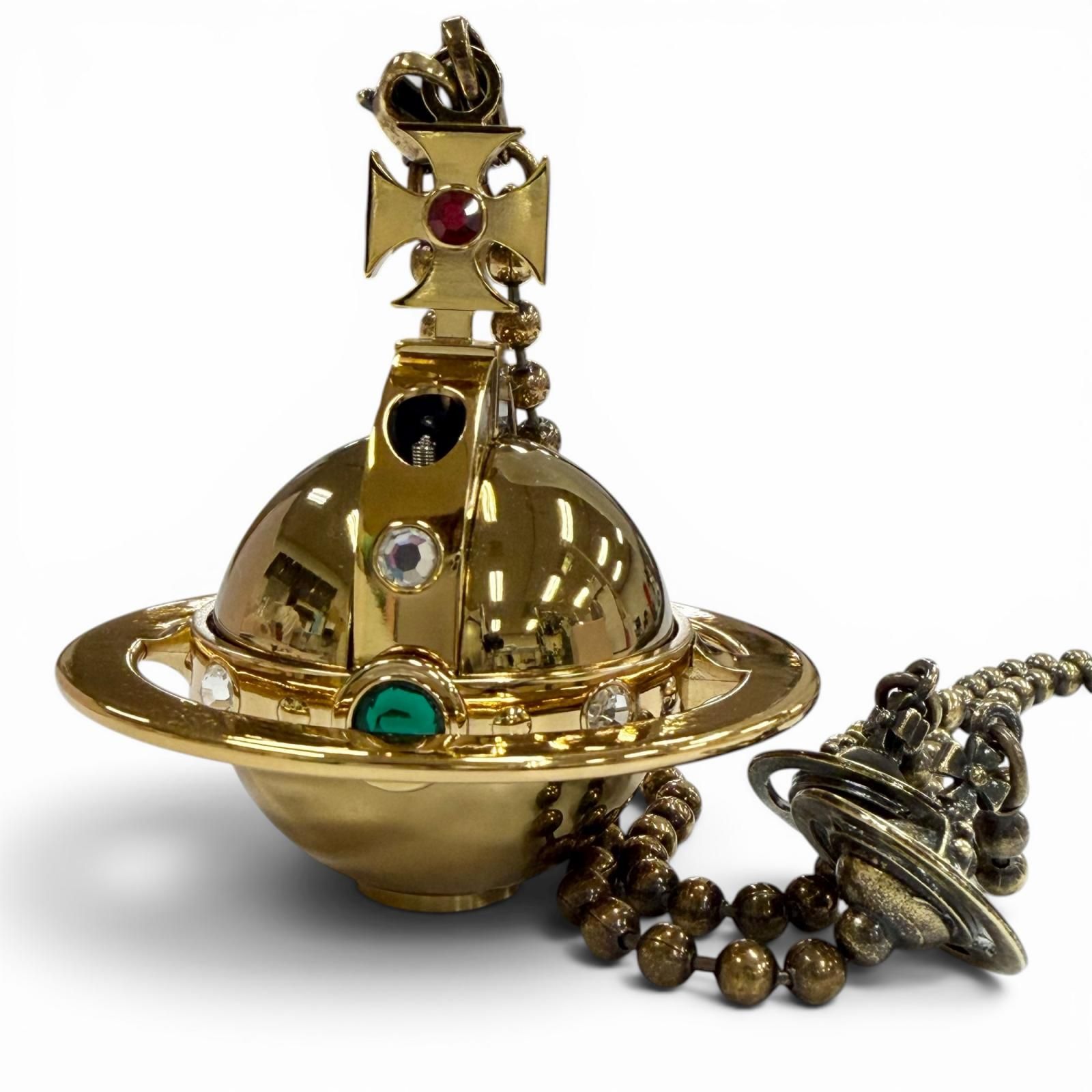 極美品▼Vivienne Westwood ヴィヴィアンウエストウッド 希少 3000個限定 チェーン キーホルダー付き オーブ ガスライター ゴールド メンズ 着火確認済み 箱付き